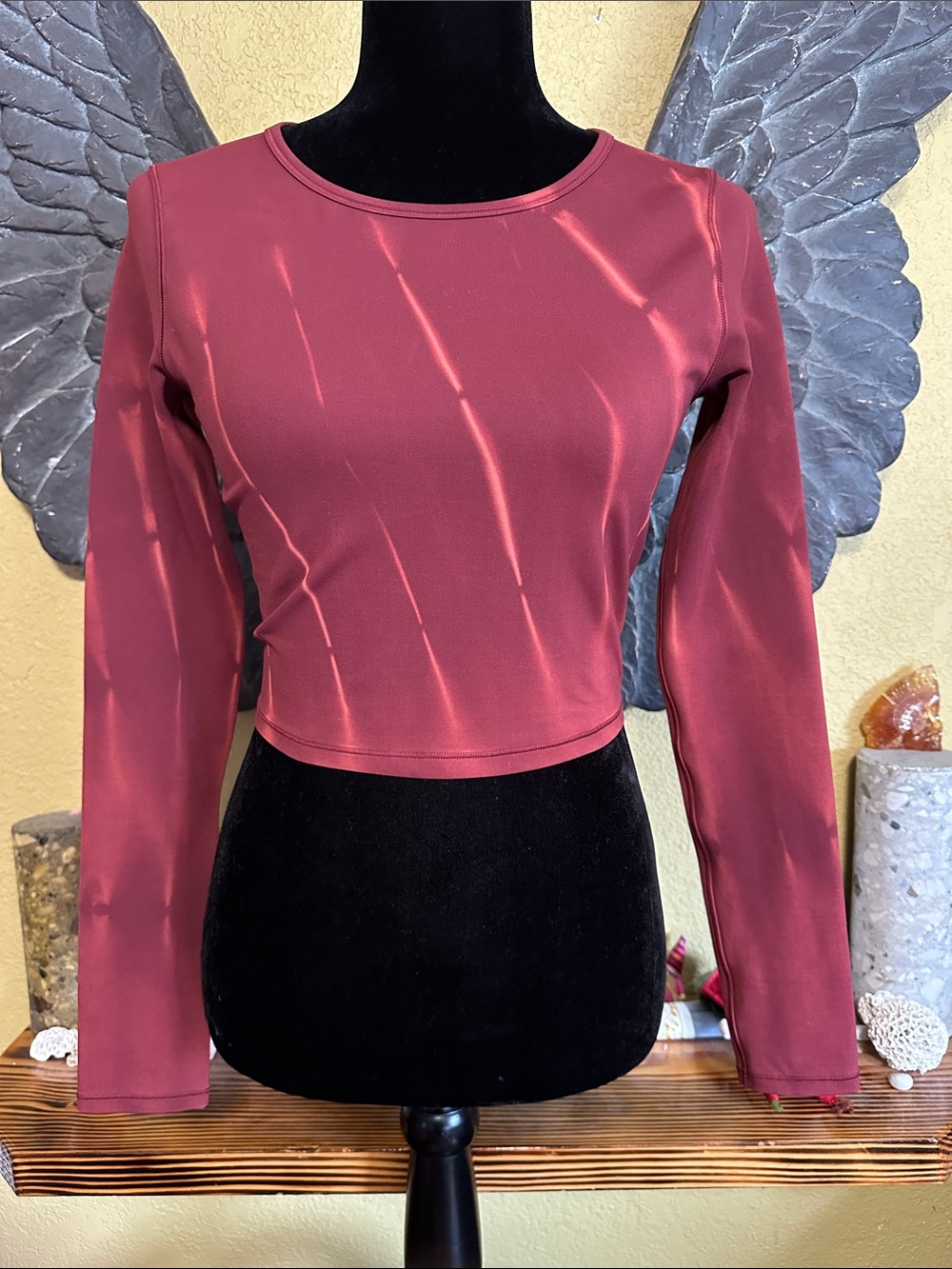 Lululemon Long-Sleeve Crop Top in Wine